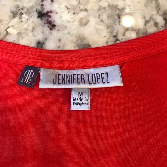 Jennifer Lopez Red Cold Shoulder Top - Picture 3 of 4